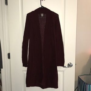 Loose knit long cardigan sweater